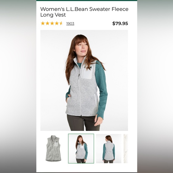 L.L. Bean Sweater Fleece Vest - Picture 5 of 7
